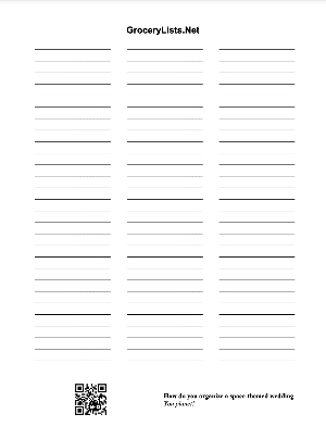 printable grocery list, portrait mode, 3 columns for easy grocery shopping